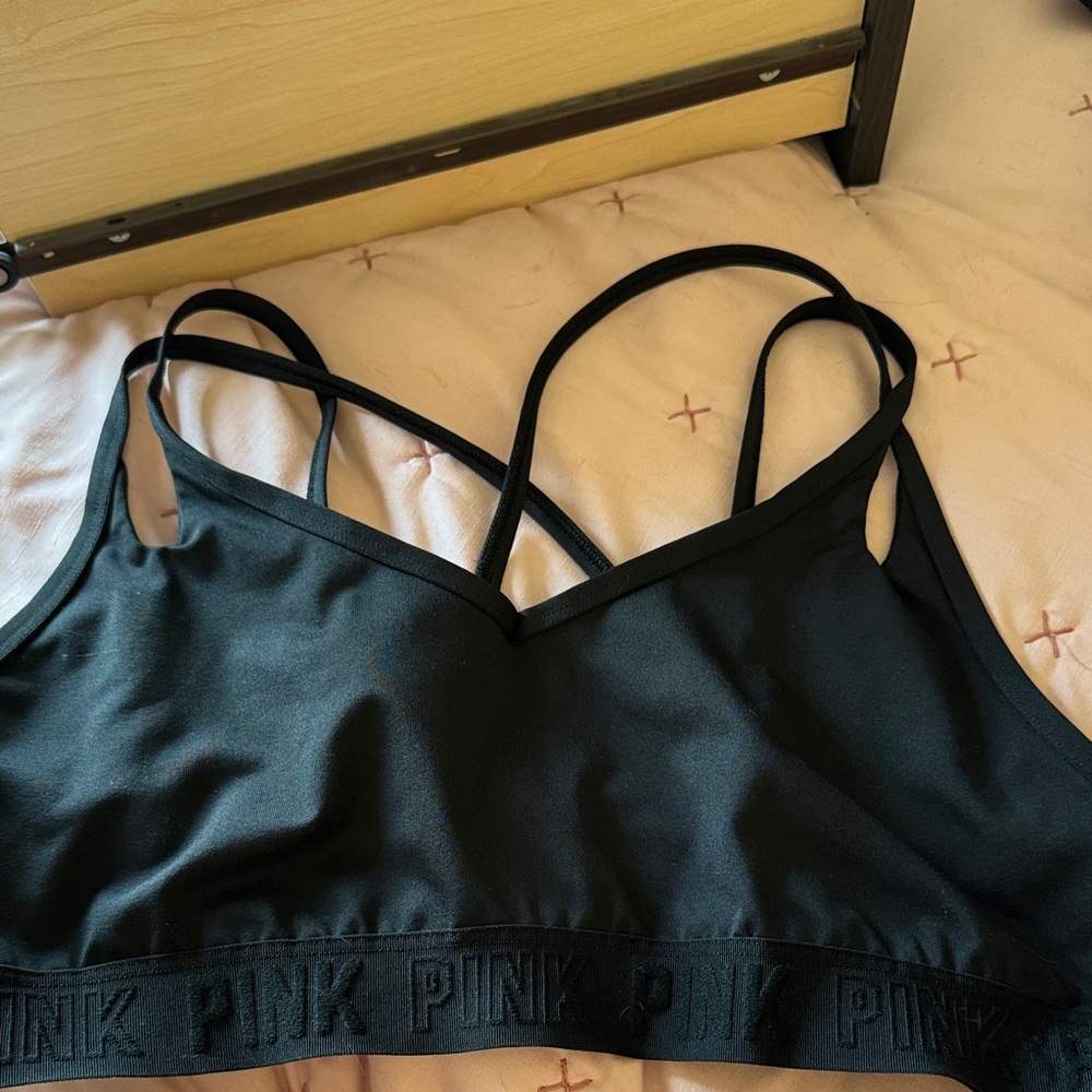 PINK Victoria's Secret Black Double Strap Bralette